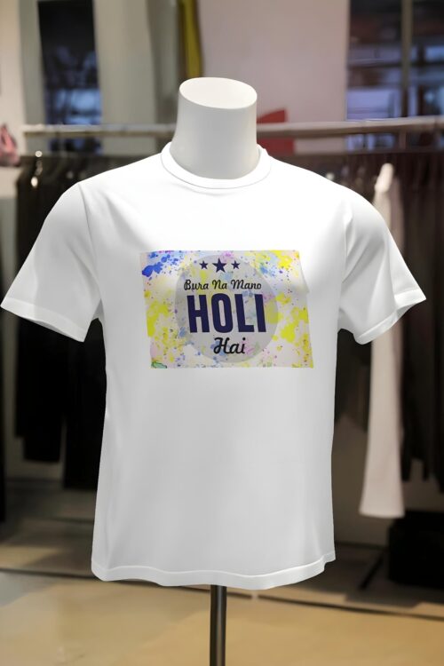 Mix Rack Holi Special Printed T-Shirt With Text “Bura Na Mano Holi Hai”