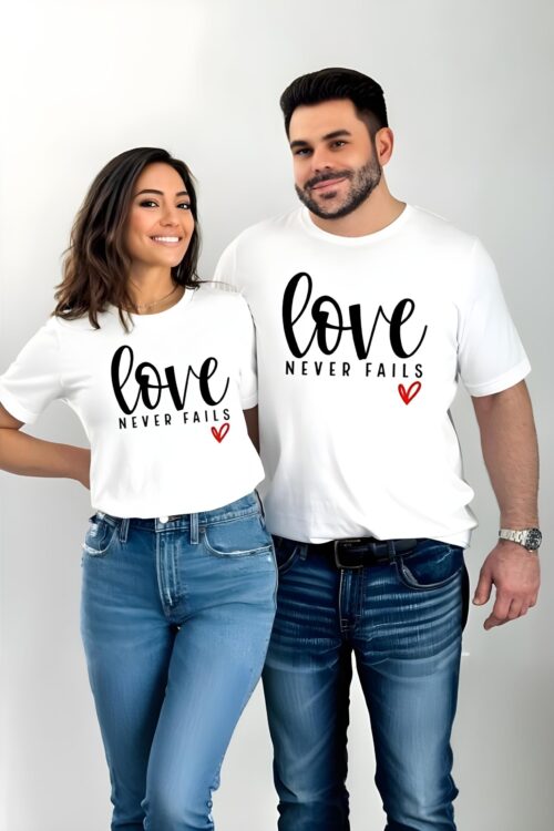 “Love Never Fails” Couple T-Shirt (Pack of 2)