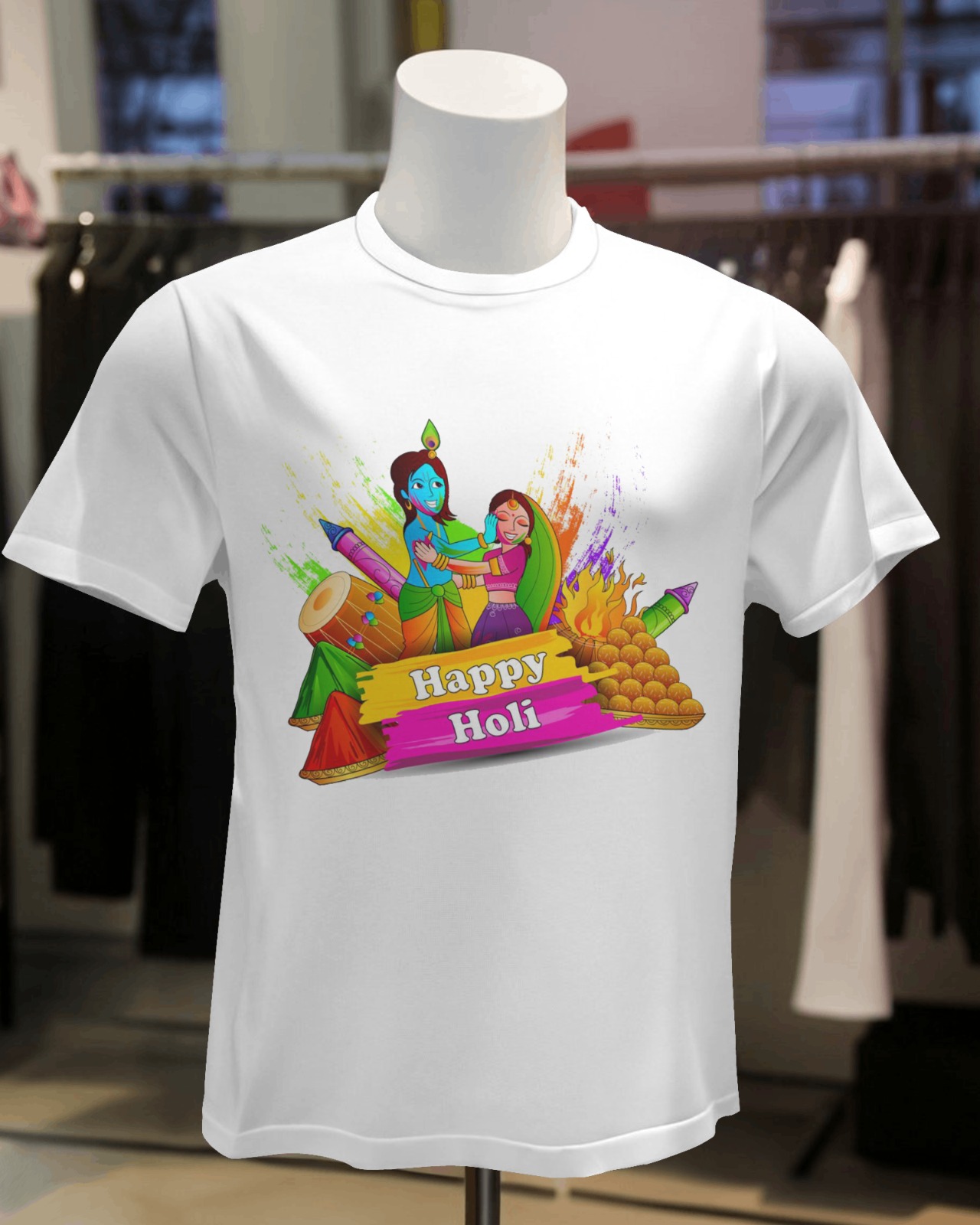"Happy Holi" Radha Krishna Holi T-Shirt