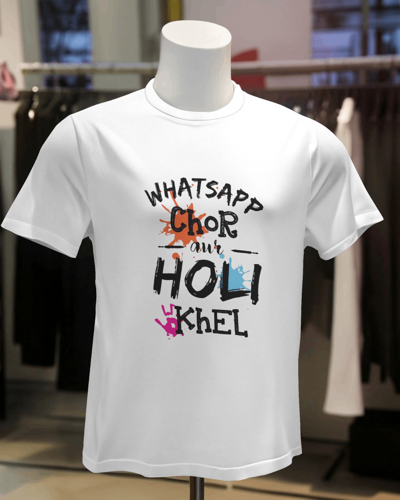 "Whatsapp Chor Aur Holi Khel" Holi T-Shirt