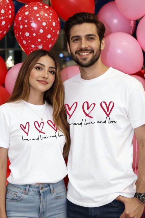 “Love and Love and Love” Couple T-Shirt (Pack of 2)