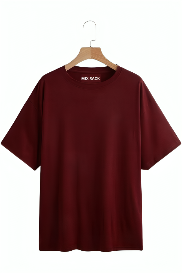 Maroon Plain Solid Regular Fit T-Shirt