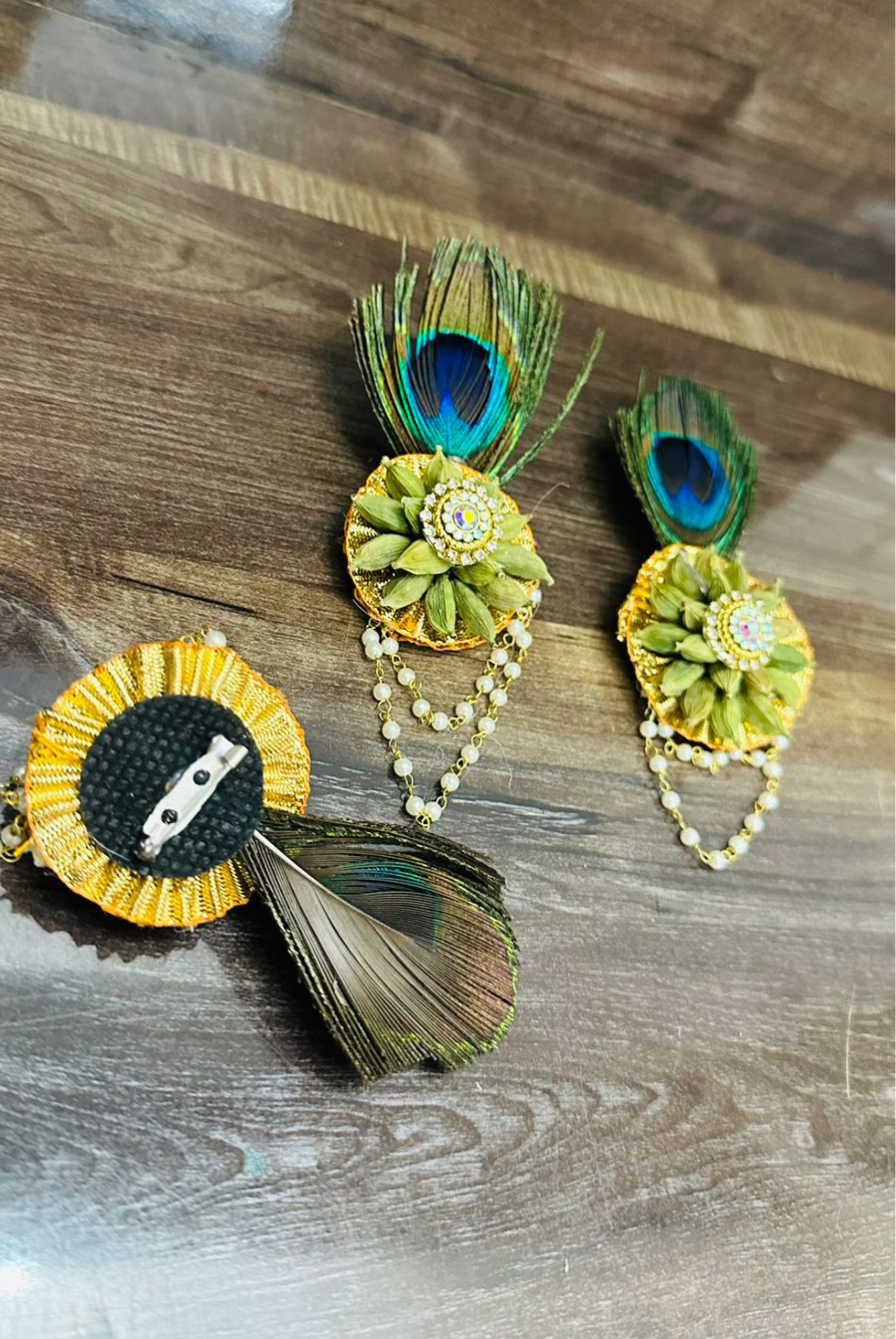 Real Elaichi with Morpankh brooches for Wedding Guest